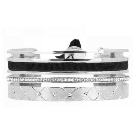 Bijoux Les Interchangeables - Bracelet Manchette Matelassée Orné de Cristaux Swarovski®